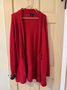 AB Studio Open-Front Cardigan with Button Tabs